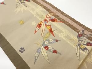 縞に竹梅模様織出し名古屋帯